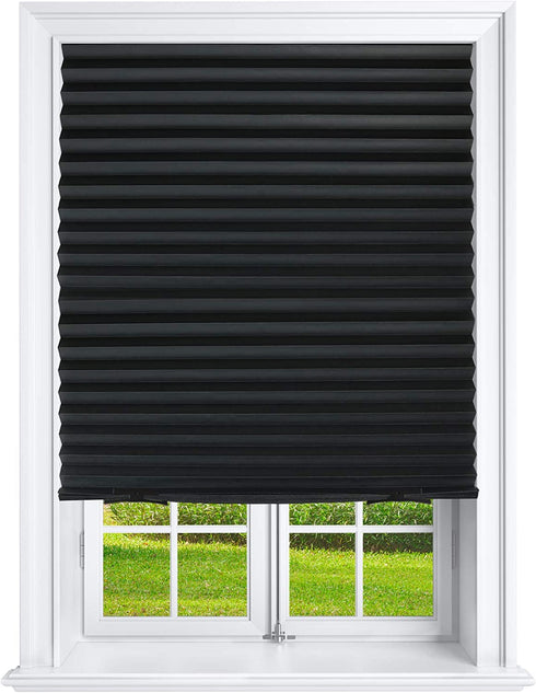 Estilo Black Window Shades - Pleated Paper Shades for Indoor Window Covers - Blackout Blinds 36 Inch x 69 Inch - Pack of 6