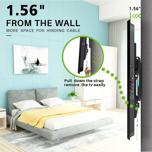 Tilting TV Wall Mount Low Profile for Most 26-55" Flat Screen LED, LCD, Curved TVs, Tilt TV Mount Bracket VESA 400x400mm- Holds Up to 99lbs, Easily Lock and Release to Mount on 12" or 16" Stud