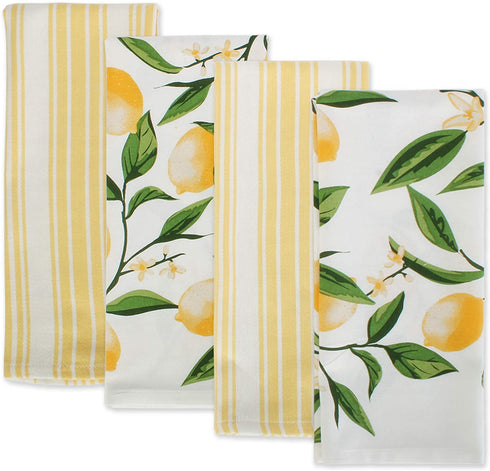 DII Lemon Bliss Kitchen Collection, Dishtowel Set, 4 Piece
