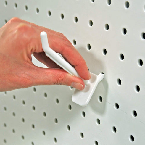 Azar Displays 800002-W Pack of 50 White Pegboard Hooks (Also Available in Black & Clear) - 2? Pegboard Hook Set (4? & 6? Pegboard J Hooks Also Available) - Polycarbonate Plastic Hooks for Retail