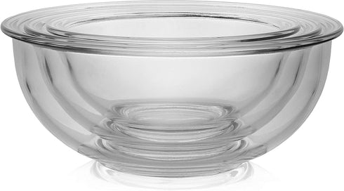 Bovado USA Glass Bowl Set (1QT + 1.5QT + 2.5QT) for Storage, Mixing, Serving - Clear, Dishwasher, Freezer & Oven Safe Glass, Easy-Clean, 2.5 QT, 1.5 QT, 1 QT