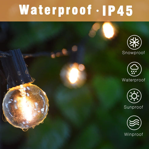Svater Outdoor String Lights 36FT,2Pack of 18FT with 10 Hanging Socket,10pcs G40 LED Glass Bulbs,Dimmable 1W 2700K Warm White,IP45 Waterproof Indoor/Outdoor Patio Lights