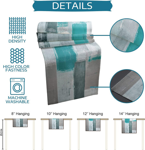 Big buy store Grey Teal Painting Cotton Linen Table Runner Dresser Scarves, Abstract Geometric Rectangle Table Setting Covers for Party Holiday Wedding Farmhouse Kitchen Dinner-13x70 inch