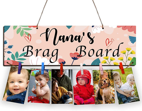 Gifts for New Grandma/Nana's Brag Board/Grammy Clip Photo Holder/Birthday Christmas Gfit for Grandma from Granddaughter and Grandson