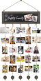 Bikoney Picture Frames Collage Photo Hanging Display Picture Board Wood Rustic Frames for Wall Decor with Blackboard and 30 Clips Weathered Grey