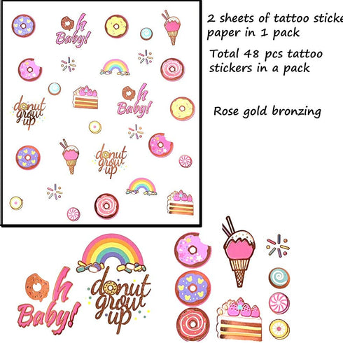 CNsoyee Donut Grow Up Party Decoration Kit, Donut Party Supply with Tattoo Sticker Banner Latex Foil Confetti Balloon Swirl Cake Topper Happy Birthday Garland