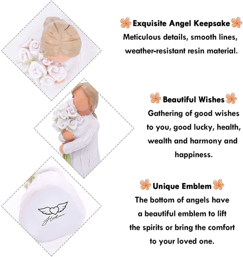 Guardian Angel Collectible Figurine, 6.2" Hand Carved Angel Figurine, Gathering of Beautiful Wishes, Good Wishes, Good Lucky, Good Health, Wealth to You
