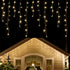 WATERGLIDE 360 LED Christmas Iciclelights Outdoor Dripping Ice Cycle String Light, 29.5ft 8 Modes Curtain Fairy Lights with 60 Drops, Indoor Xmas Holiday Wedding Party Decorations, Warm White