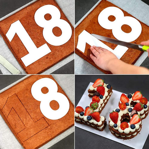 RAYNAG 0-8 Number Cake Stencils Flat Plastic Templates Cutting Number Mold 12 Inch Numerical Stencils for DIY Numbers Cakes/Cookies
