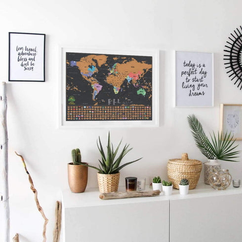Scratch Off World Map Poster Deluxe Travel Map, World Map Scratch Off with US States and Country Flags, Tracks Where You Have Been, Full Accessories Set, Perfect Gift for Travelers, by Earthabitats