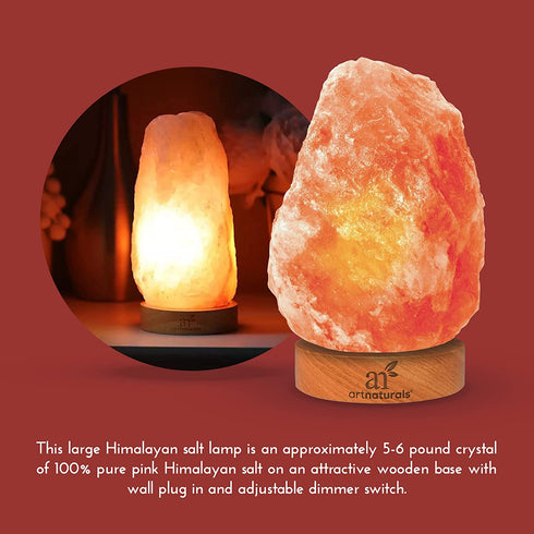 artnaturals Himalayan Rock Salt Lamp - Natural Glow Salt Night Light -Hand Carved Pink Crystal from Pure Salt - for Rest, Relaxation and Energy - Real Wooden Base