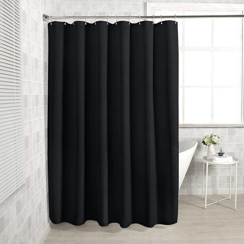 AmazerBath Waffle Shower Curtain, Heavy Duty Fabric Shower Curtains with Waffle Weave Hotel Quality Bathroom Shower Curtains, 72 x 78 Inches (Black)