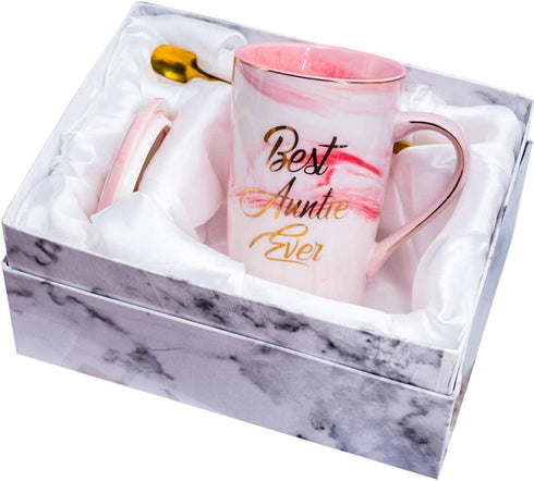 Mugpie Aunt Gifts from Niece Nephew BAE Gifts Best Auntie Ever Coffee Mug - Cool Mothers Day Gifts for Aunts - Novelty Birthday Gifts Christmas Presents for Aunt - 12.5oz Pink Ceramic Cup + Gifts Box