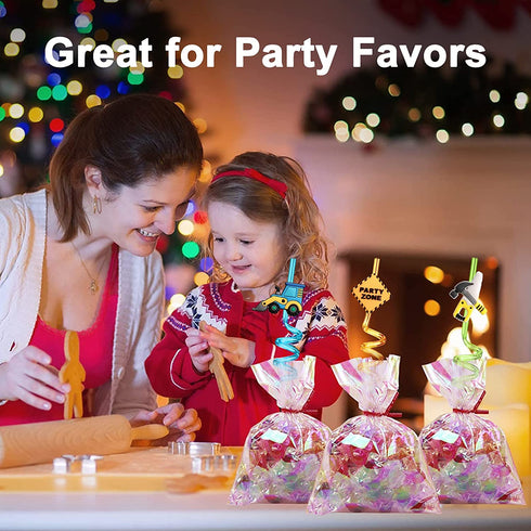 24 Reusable Construction Plastic Straws Excavator Bulldozer Blender Truck for Construction Theme Birthday Party Supplies Gift Favors with 2 Cleaning Brushes