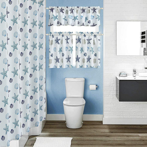 OREMILA Bathroom Shower Curtain 72" x 72" Seashell Starfish Multi-Color Shower Curtains Fabric Bathroom Curtain Durable Water Repellent Bath Curtain,1pcs