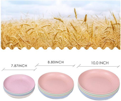 shopwithgreen 10 Inch Wheat Straw Deep Dinner Plates, Unbreakable Sturdy Plastic Dinner Plates, Microwave and Dishwasher Safe