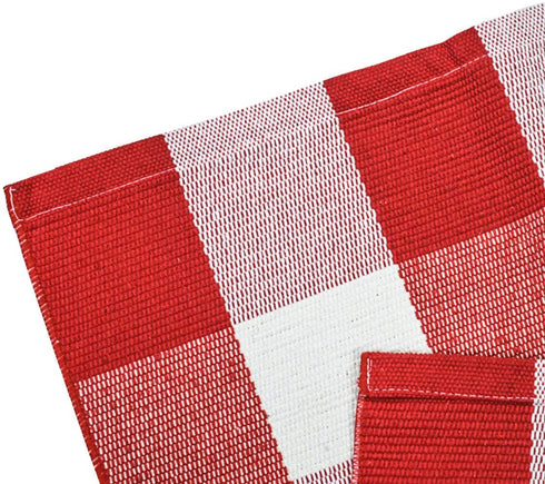USTIDE Buffalo Check Plaid Doormat Red and White 2'x3'Hand Woven Cotton Plaid Rugs Farmhouse Layered Door Perfect for Front Door Porch Outdoor Rug