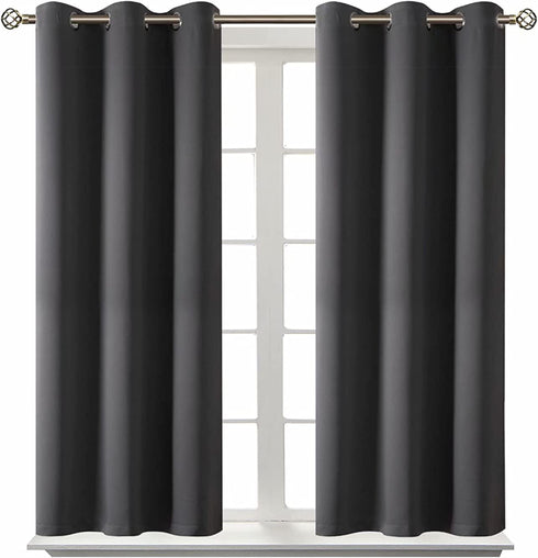 BGment Blackout Curtains for Bedroom - Grommet Thermal Insulated Room Darkening Curtains for Living Room, Set of 2 Panels (38 x 45 Inch, Dark Grey)