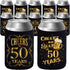 JOELELI 50th Birthday Party Decorations Can Cooler Sleeves, Neoprene Can Sleeves for Beer - 50th Anniversary Decorations and Birthday Gift for Men & Women, Black & Gold (12 Pcs)