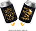 JOELELI 50th Birthday Party Decorations Can Cooler Sleeves, Neoprene Can Sleeves for Beer - 50th Anniversary Decorations and Birthday Gift for Men & Women, Black & Gold (12 Pcs)
