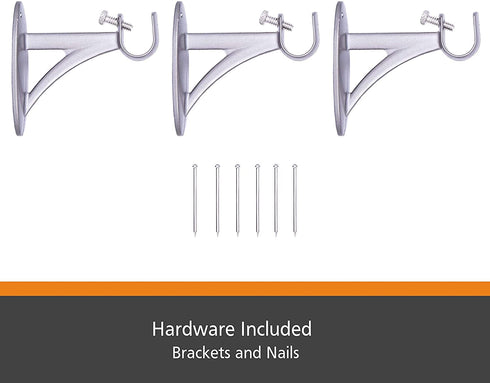 Kenney 5/8" Fast Fit Milton Easy Install Curtain Rod, Pewter, 66"-120"