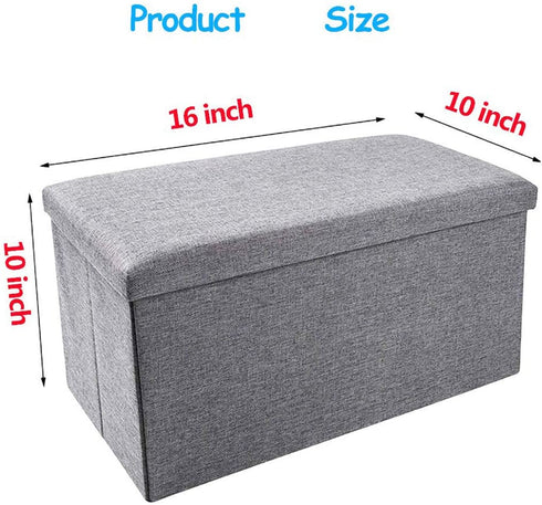 ZLY Folding Stool Storage Ottoman Polyester Fabric Linen Foot Rest Seat Clutter Collection 16"x10"x10"