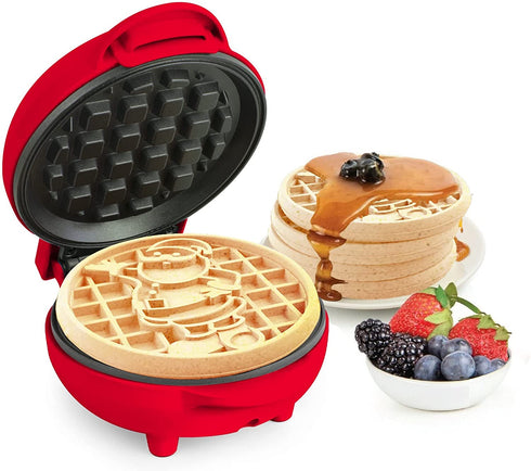 Nostalgia MyMini Limited edition Holiday Christmas personal waffle maker Santa, Snowflake, Reindeer (Santa)