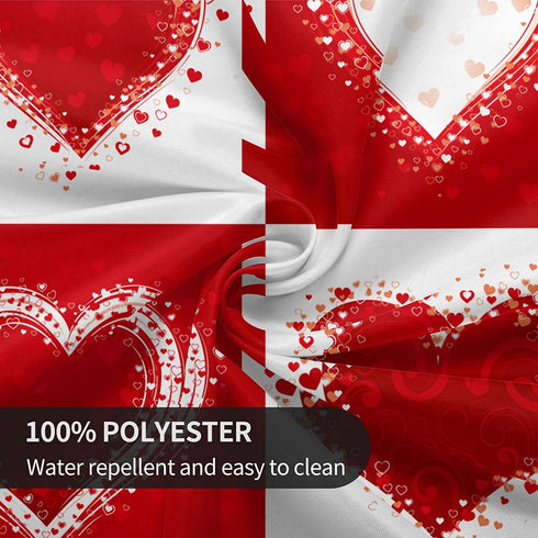 Tablecloth 60 inches Valentine's Day Love Heart Red Waterproof Washable Round Table Cloth Cover for Dining Room Kitchen Decoration