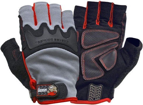 GREASE MONKEY mens Pro Gloves Grease Monkey Fingerless Large, Grey/Black, Large 1 Pair US