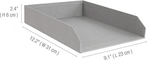 Bigso Hakan Fiberboard Two Tier Stackable Letter/Document Tray, 2.5 x 9 x 12.2 in, Grey