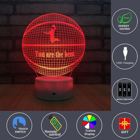 FlyonSea Basketball Beside 7 Colors Change + Remote Control with Timer Night Light Optical Illusion Lamp As a Gift Ideas for Boys or Kids