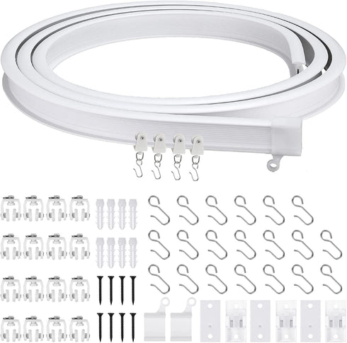 Curved Ceiling Curtain Track Bendable Mount for Curtain Rail Bunk Bed Bay Window Room Divider Flexible Straight (White, 6.5 Feet)