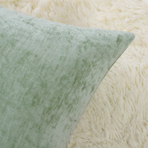 GEGELICA Decorative Throw Pillow Covers Pack of 2 Chenille Farmhouse Pillowcases Soft Solid Pillow Cases for Couch Cushion Sofa Bedroom 20x20 Inch, Sage Green