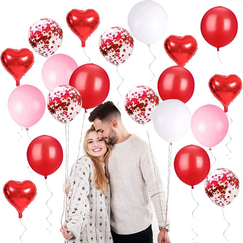 105 Pack Valentines Day Balloon Arch Garland Kit, Pink White Red Confetti Balloons with Red Heart Balloons for Valentine's Day Anniversary Mothers Day Wedding Engagement Party Supplies