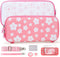 Tscope Cute Carrying Case for Nintendo Switch Lite, Pink Sakura Portable Hard Shell Girls Travel Storage Bag, with Glass Screen Protector & Thumb Grip Caps (Switch Lite Pink)