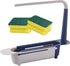 Updated Telescopic Sink Holder Storage Rack Adjustable Length Drainer Sink Storage Rack Holder Storage Sponge Soap Holder with Dishcloth Hanger Expandable Storage Drain Basket for Home Kitchen (Blue)