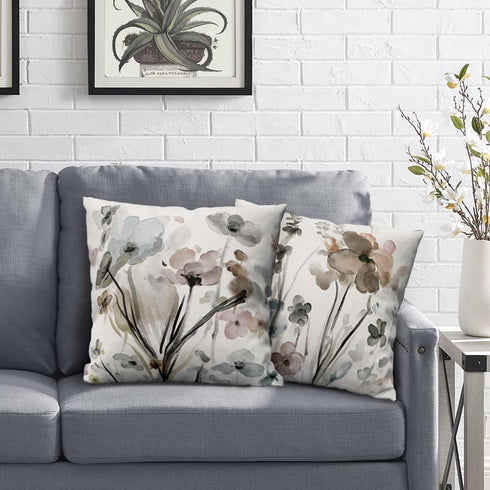 Flower Throw Pillow Covers 20x20 Set of 2, Cozy Flowers Pillow Cushion Cases, Modern Decorative Square Pillowcases for Sofa Couch Bedroom Living Room Car Seat