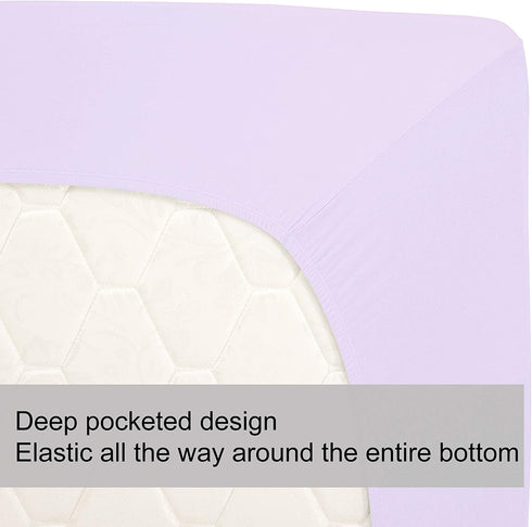 N&Y HOME King Size Fitted Sheet Only - 4-Way Stretch Jersey Knit, T-Shirt Feeling & Ultra Soft, Wrinkle Free, Non-Slip & Snug Fit for Mattress (Deep: 5"-13") - Pale Purple, King