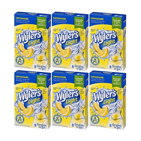 Wyler's Light Singles To Go Powder Packets, Water Drink Mix, Lemonade, 48 Single Servings (Pack of 6)