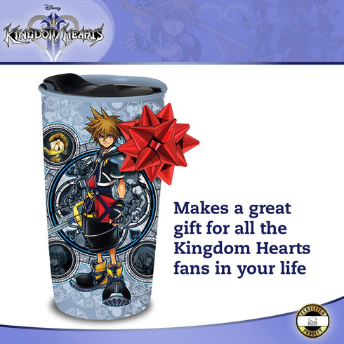 Silver Buffalo Kingdom Hearts Hero Portraits Ceramic Travel Mug with Lid,10-Ounces