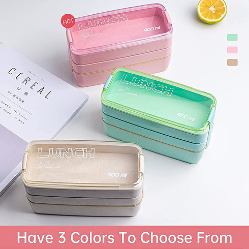 Bento Box Japanese Lunch Box Kit (11 PCS) 3-In-1 Compartment, Leak-proof Bento Lunch Box Meal Prep Containers with Utensils, Bento Boxes for Adults/Kids (Green)