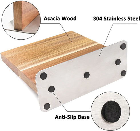 Magnetic Knife Block -- CTSZOOM Wooden Magnetic Holder Rack Magnetic Stands with Double Sided Strong Enhanced Magnets Multifunctional Storage Knife Holder