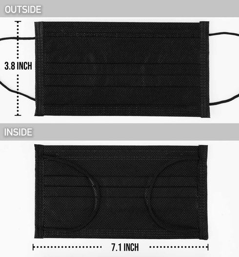 50pcs Black Masks Face Breathable Dust Filter Masks Mouth Cover Disposable Masks with Elastic Ear Loop for Men & Women (Pack of 50 PCS)