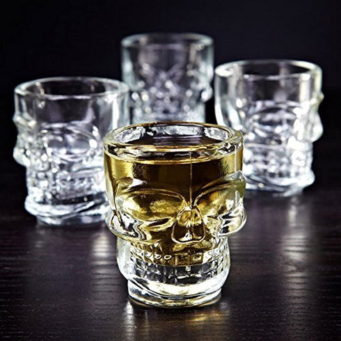 King International Skull Beer Mug| Set of 2| 17.7 Oz| Glass Beer Draft Mug glasses| HALLOWEEN SKULL| Gothic Decor| Glass Beer Mug| Whisky/Wine/Vodka Glass for Your Home Bar
