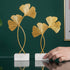 Gingko Leaf Decor Desktop Ornament European Iron Wall Sculptures Art Gold Gingko Leaf Miniatures Home Desktop Statues for Living Room Bedroom Office Decoration