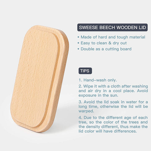 Sweese 301.102 Large Butter Dish - Porcelain Keeper with Beech Wooden Lid, Perfect for 2 Sticks of Butter, Turquoise