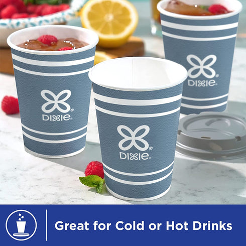 Dixie To Go Coffee Cups and Lids, 12 Oz, 26 Count, Assorted Designs, Disposable Hot Beverage Cups & Lids