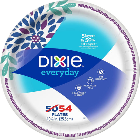 Dixie Paper Dinner Plates, 10 1/16 Inch, 54 Ct