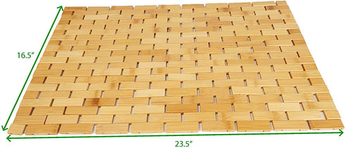 Mind Reader BAMAT-BRN Luxury Roll Up Shower Bath Mat, Anti-Slip Mat, Environment Friendly Bamboo, Brown