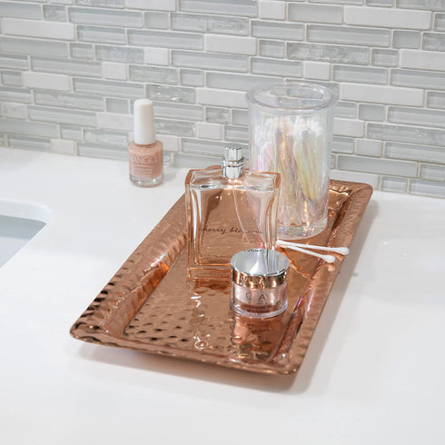 Monarch Abode Hand Hammered Tray Platter, 12 in x 6 in, Copper